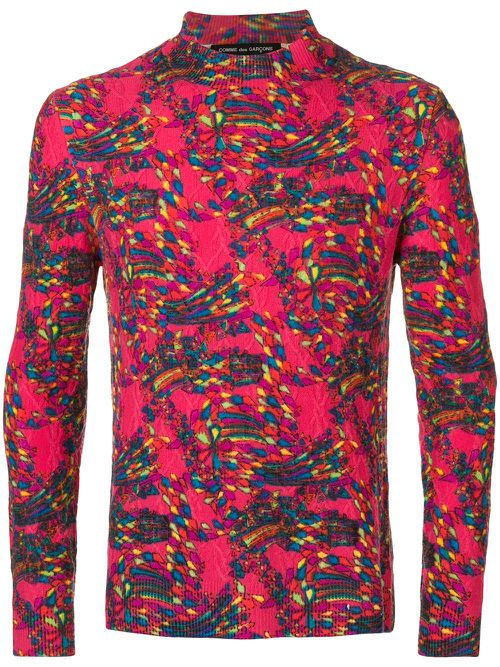 High neck textured jumper - Pink