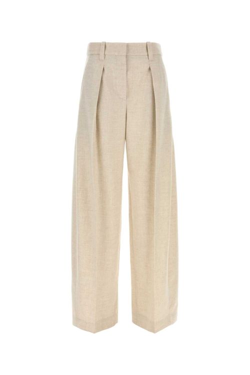 Virgin Wool Blend Trouser — Beige