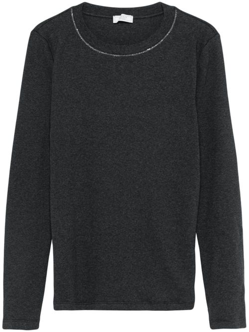 Punto Luce-trim jersey top - Grey