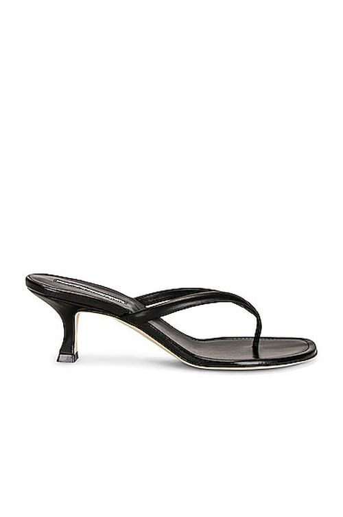 Manolo Blahnik Paterno 50 Leather Sandal in Black