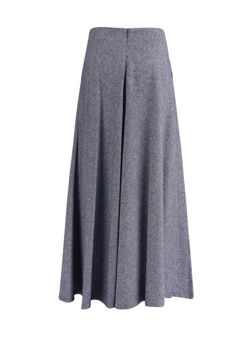 Flared Denim-Effect Cotton Skirt — Gray