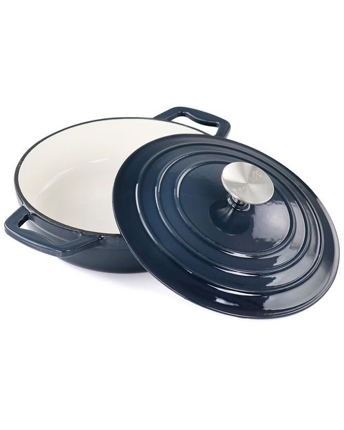 2Qt Round Enameled Cast Iron Braiser Pan