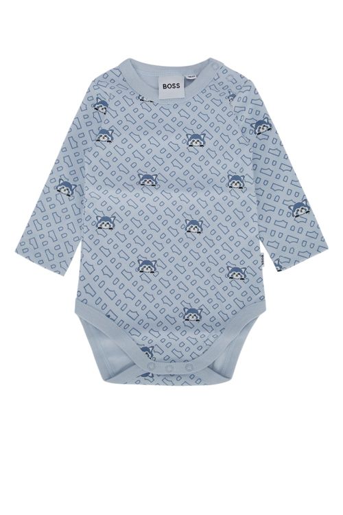 All-over Printed Cotton Bodysuit — Blue