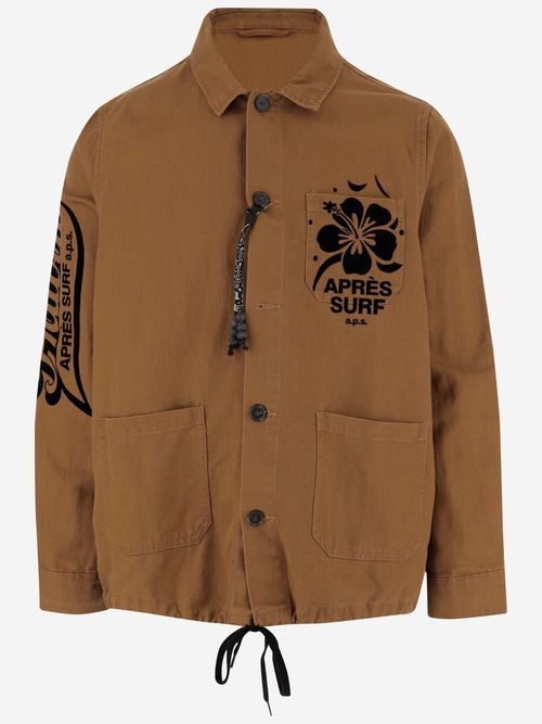 Cotton Jacket With Logo Print