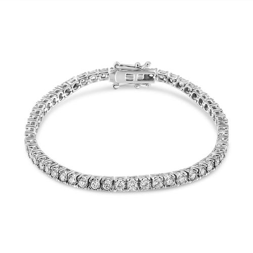 14K White Gold 3.0 Cttw Miracle Set Round-Cut Lab Grown Diamond Illusion 7'' Tennis Bracelet 