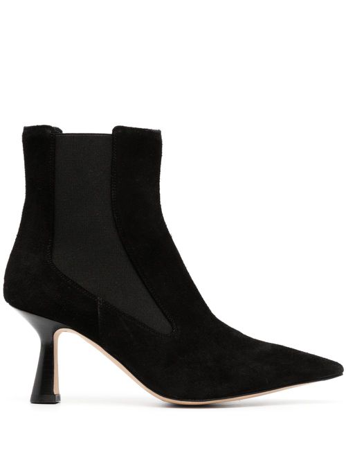 Side-zip leather ankle boots - Black