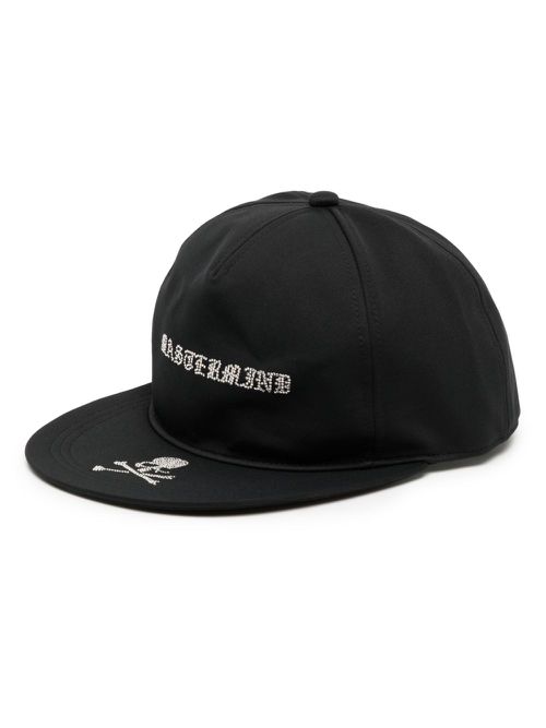 Slogan-embroidered cap - Black