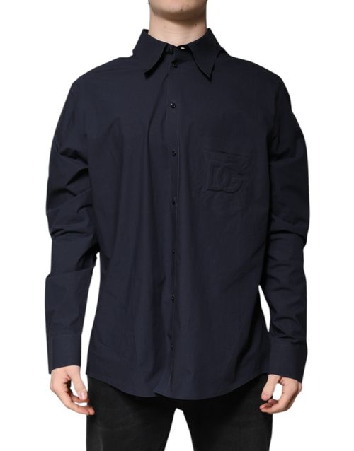 Cotton-Polyester Blend Shirt — Navy