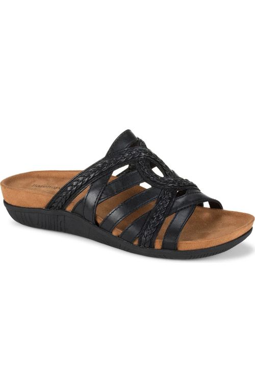 Men's Joneva Sandals Black Braided Detail Slip On Slide HAWK300