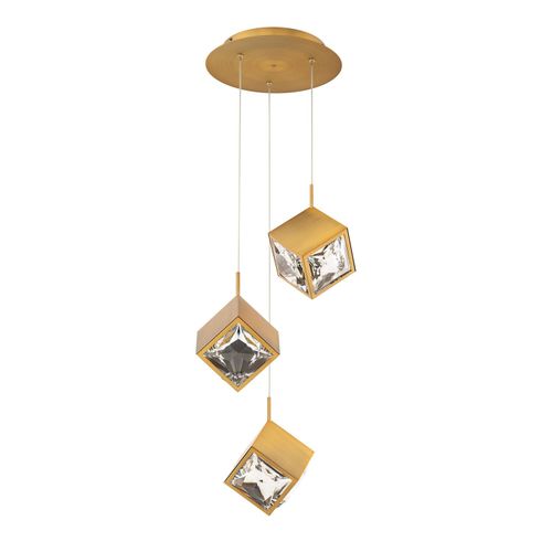 Aged Brass LED Chandelier from the Ice Cube Collection