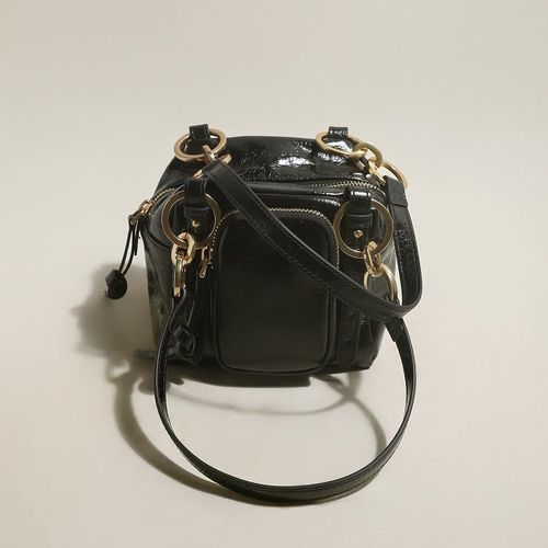 Two Way Shiny Wrinkled Leather Shoulder Bag
