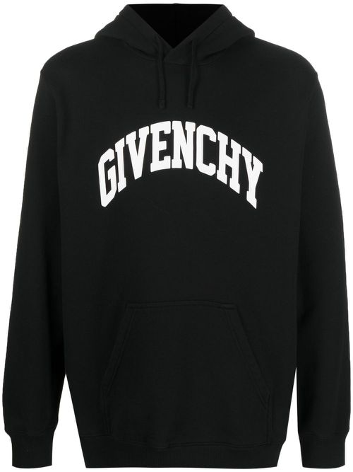 Logo-print cotton hoodie - Black