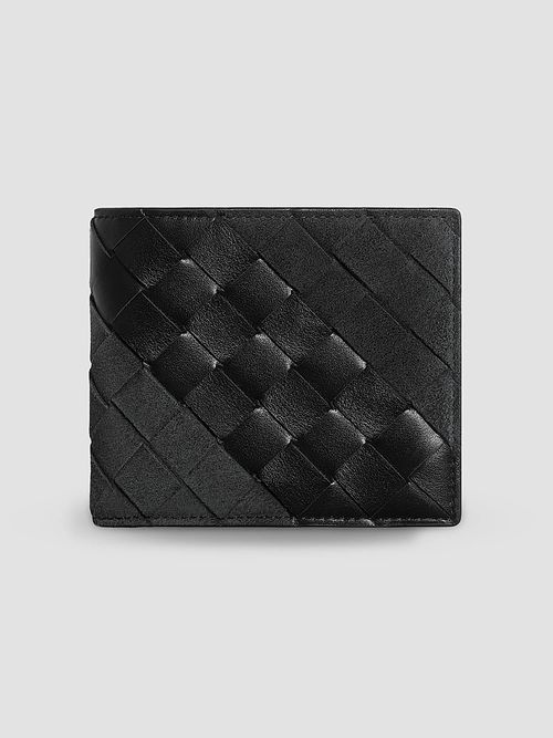 Men's Intrecciato Leather & Suede Bifold Wallet - Black Silver