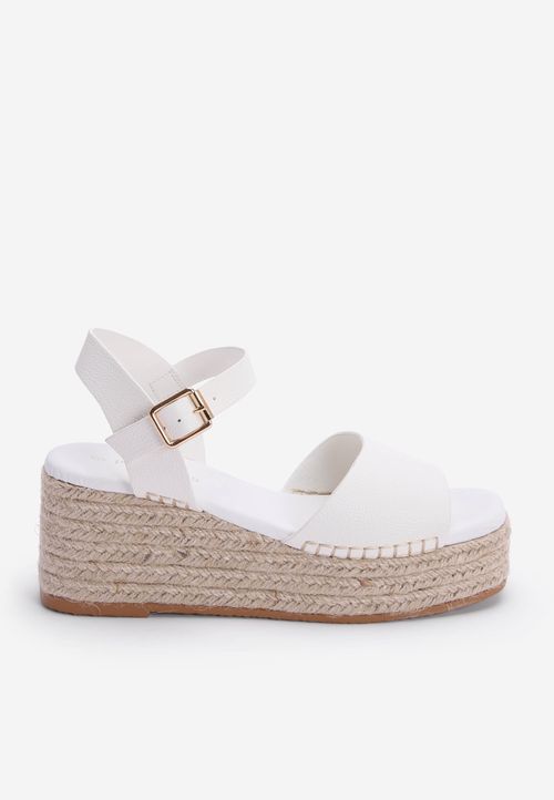 Womens White Open Toe Espadrille Wedges