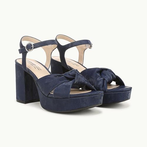 Stride Shoes August Dress Sandal Navy Soft Faux Leather