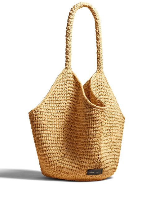 Medium Lotus raffia tote bag - Neutrals