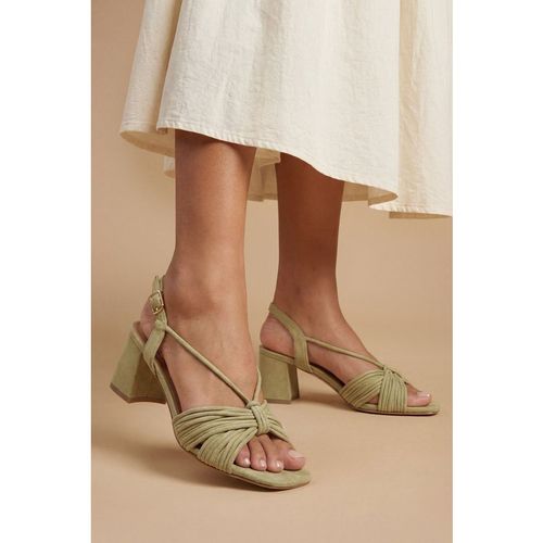 Oasis Womens Heidi Faux Suede Flared Block Heel Strappy Sandals - Green
