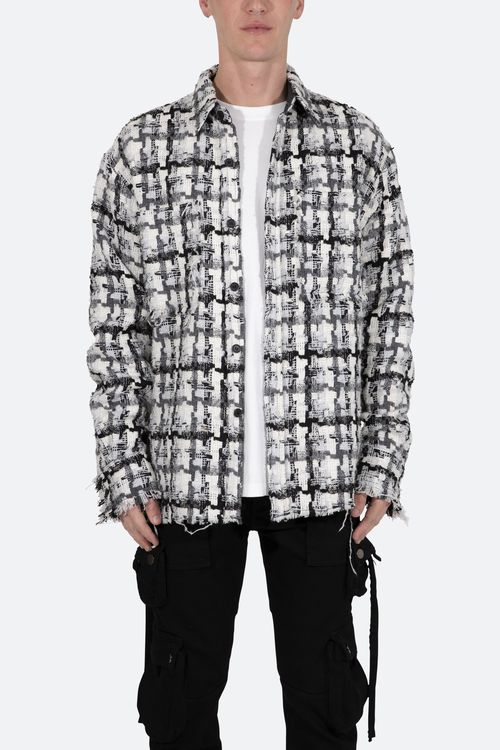 Heavyweight Raw Edge Flannel - Grey/White