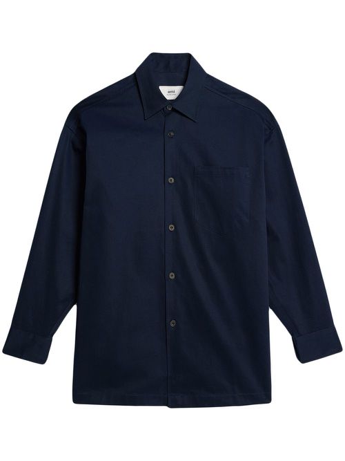 Logo-print button-front shirt - Blue
