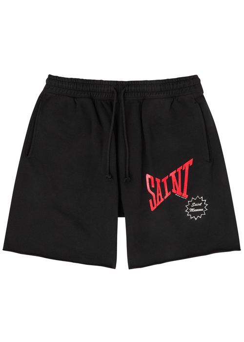 Logo-print Cotton Shorts - Black Red - XL