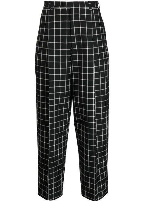 Checked tapered trousers - Black