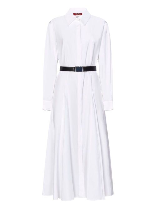 Gabardine shirt midi dress - White