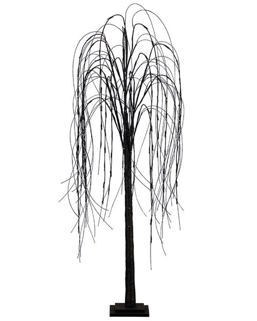 5ft Pre-Lit Halloween Black Willow Artificial Fall Tree With  144 Orange & Purple LED Lights