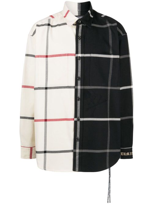 Panelled check-pattern shirt - White