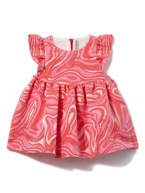 Marmo-jacquard sleeveless dress - RED