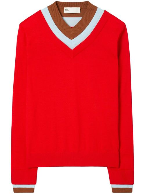 Layered-detail wool jumper