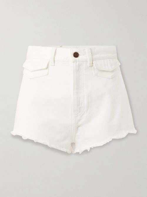 Frayed Denim Shorts - White