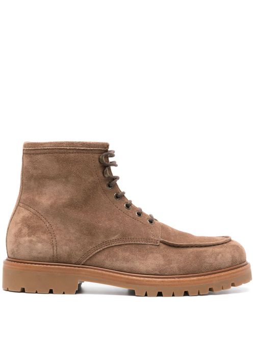 Suede lace-up ankle boots - Brown