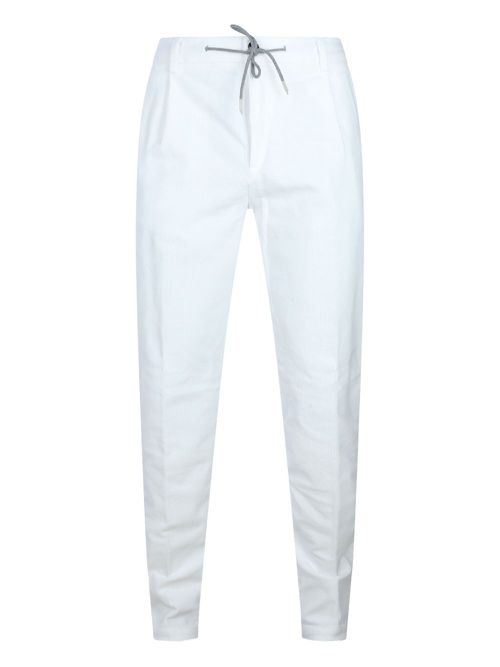 Pleated drawstring trousers - White
