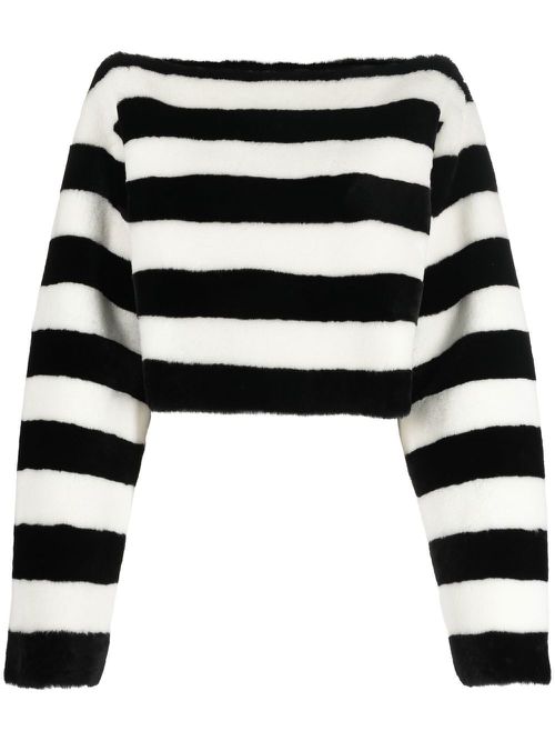 Boat-neck striped jumper - Black