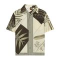 Short sleeve shirt with plant-print in cotton and silk