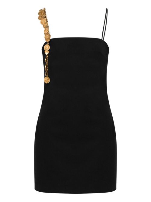 Chain-embellished mini dress - Black