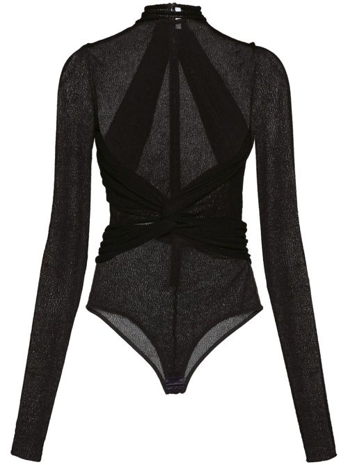 High-neck semi-sheer bodysuit - Black