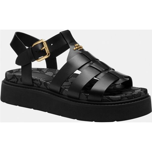 Coach Womens Lucy Lug Sole Sandal In Signature Jacquard - Black