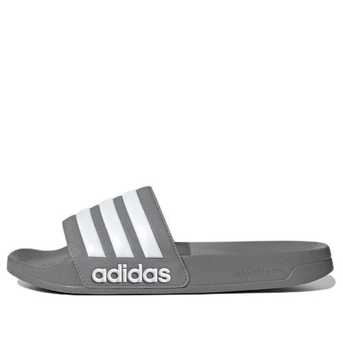 Adilette Shower Slides Cozy Wear-Resistant Unisex Grey Slippers 'Grey White'