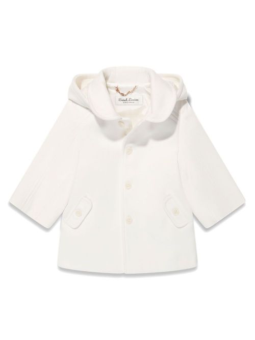 Panelled hooded buttoned coat - White