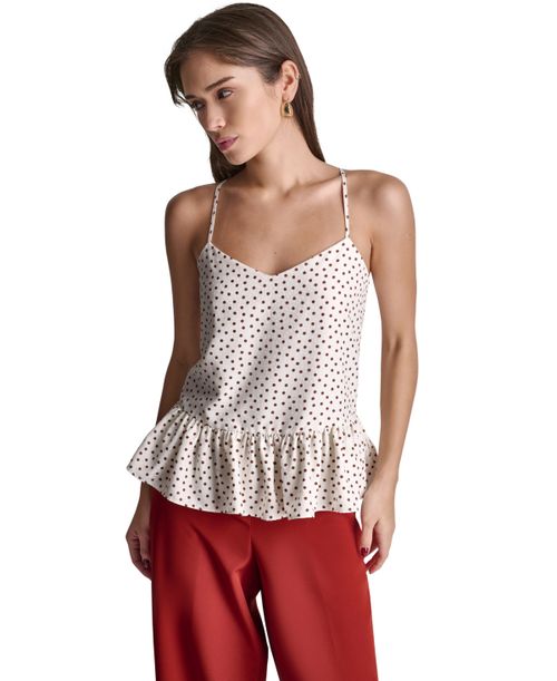 Women's V-Neck Sleeveless Top - White/lt Espresso