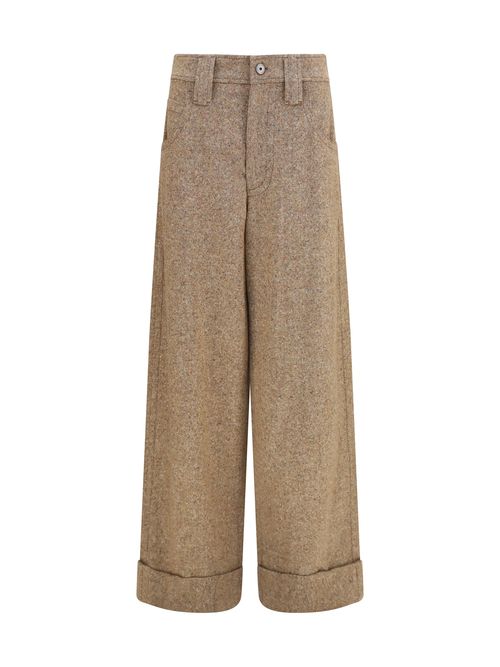 Wool-Blend Trousers — Beige