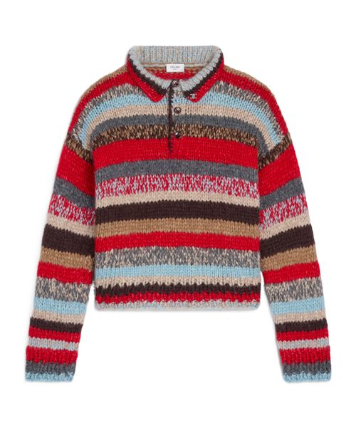 Polo sweater IN MOULINE ALPACA AND WOOL