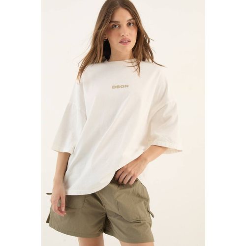 DSGN Studio Women's Heavyweight Washed Oversized Short Sleeve T-Shirt in Cream | : Sma