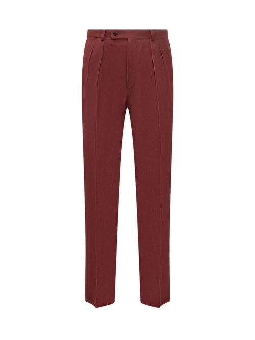 Red Straight Pleated Pants