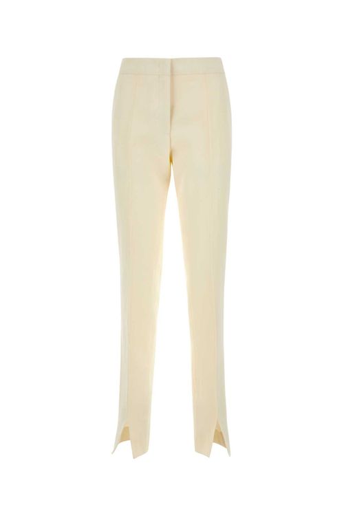 Viscose-Silk Blend Trousers — White