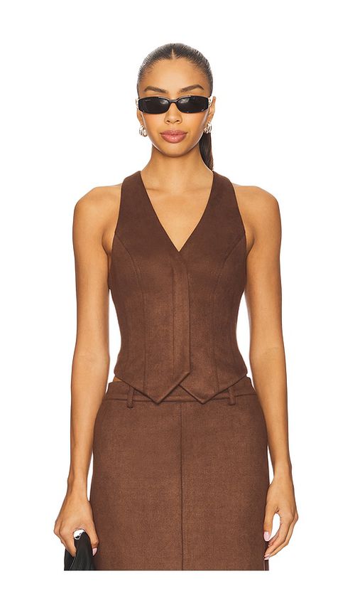 ALL THE WAYS Bailey Faux Suede Vest in Brown. XL also in XS, XXS, S