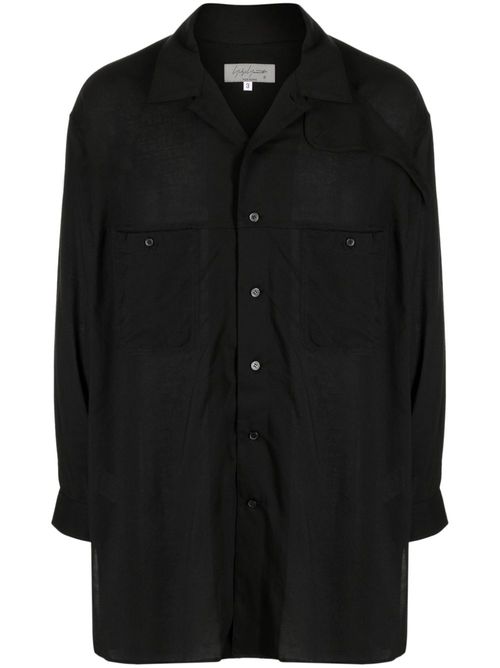 Notched-collar button-up shirt - Black