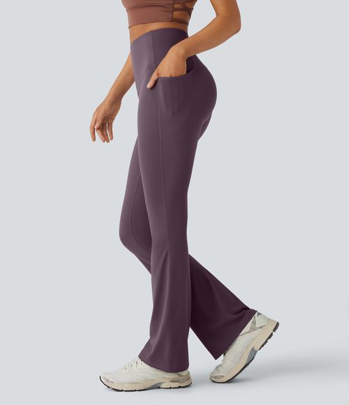 UltraSculpt™ SoCinched High Waisted Tummy Control Pocket Shaping Yoga Bootcut Leggings  - Night's Purple