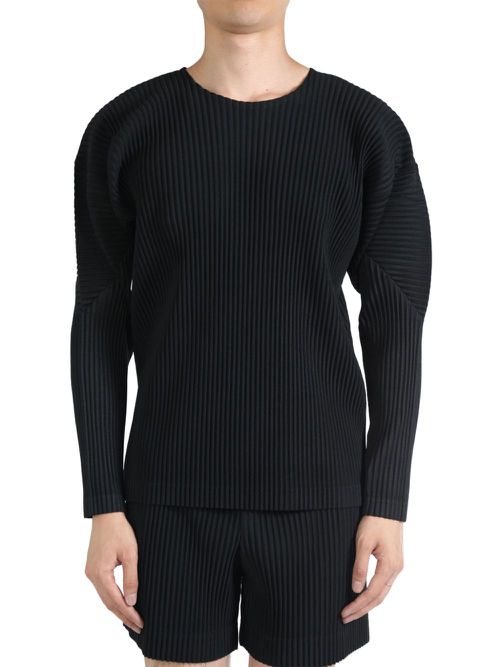 Pleated long-sleeve T-shirt - Black